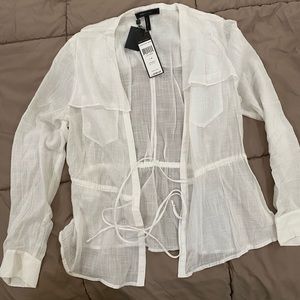 NWT- BCBG White Front Tie Blouse/Cover Up